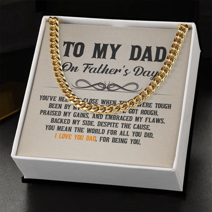 To My Dad - You've held me close when times were tough Dad Cuban Chain Necklace, Father Necklace Father's Day Gift, Christian Gift For Dad, Father Son Necklace - Serbachi