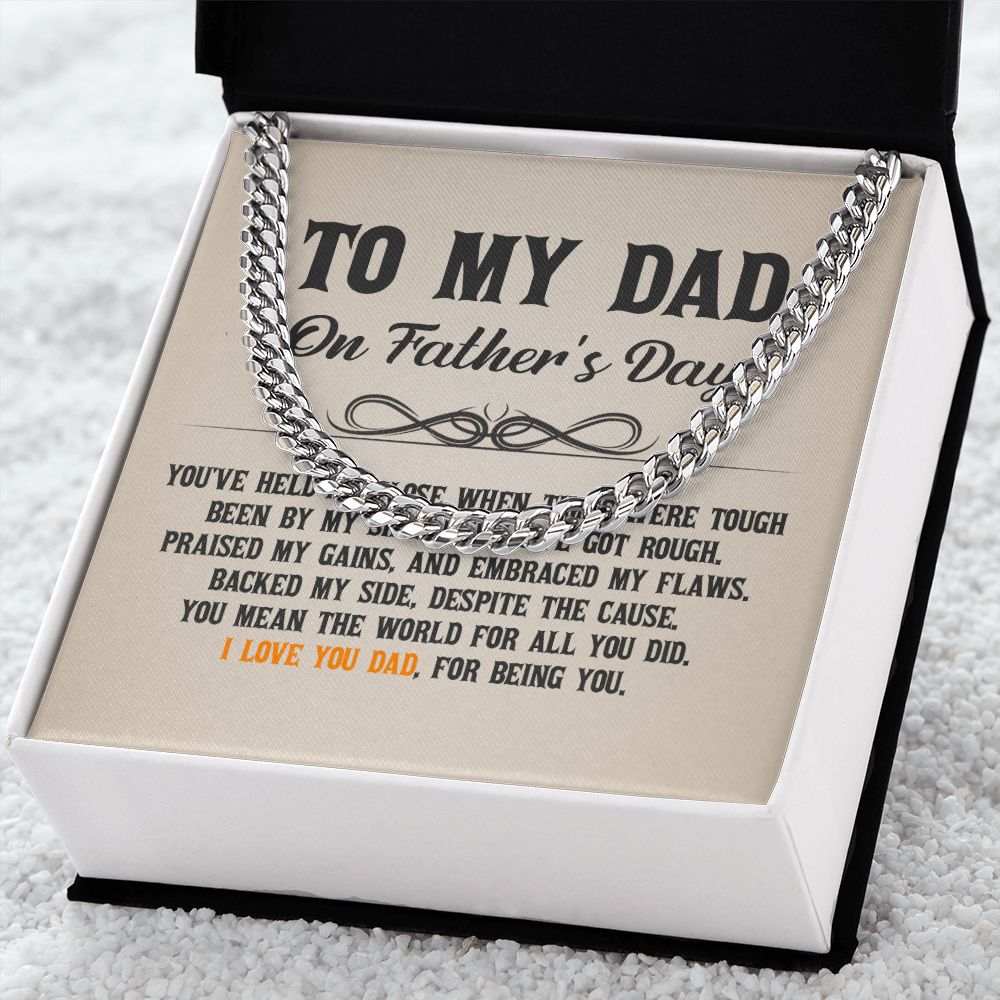 To My Dad - You've held me close when times were tough Dad Cuban Chain Necklace, Father Necklace Father's Day Gift, Christian Gift For Dad, Father Son Necklace - Serbachi