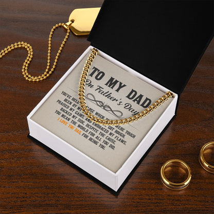 To My Dad - You've held me close when times were tough Dad Cuban Chain Necklace, Father Necklace Father's Day Gift, Christian Gift For Dad, Father Son Necklace - Serbachi