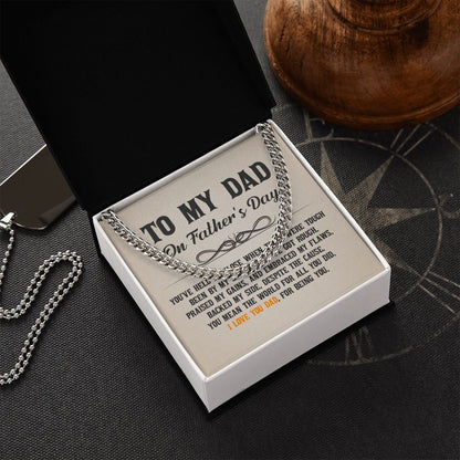 To My Dad - You've held me close when times were tough Dad Cuban Chain Necklace, Father Necklace Father's Day Gift, Christian Gift For Dad, Father Son Necklace - Serbachi