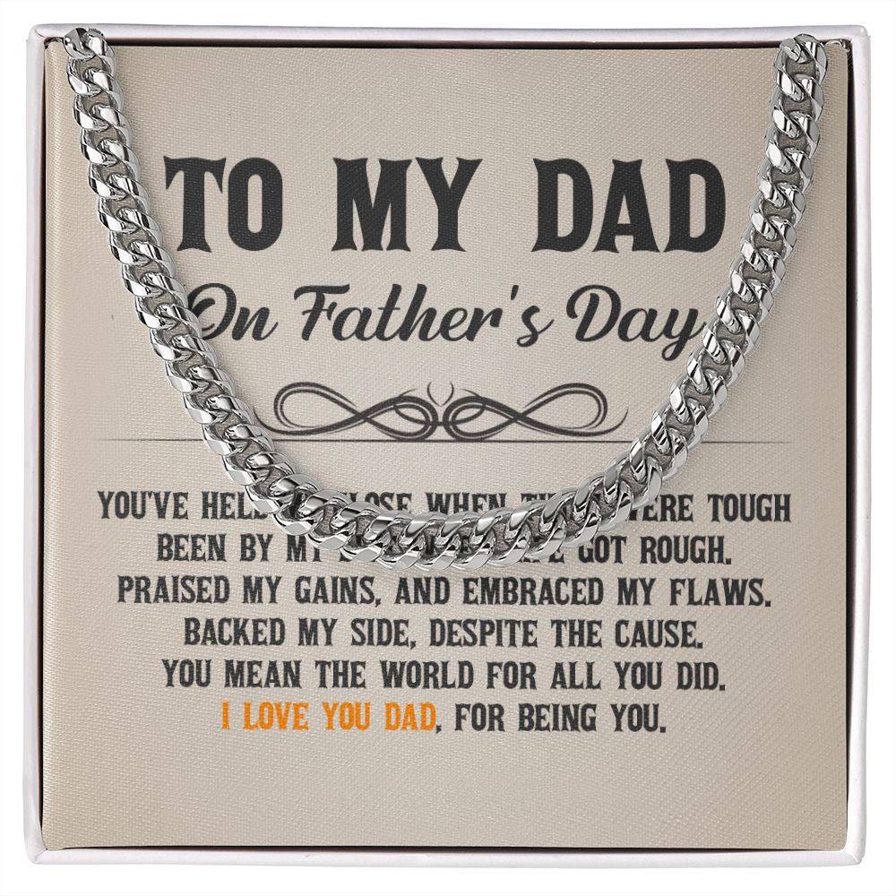 To My Dad - You've held me close when times were tough Dad Cuban Chain Necklace, Father Necklace Father's Day Gift, Christian Gift For Dad, Father Son Necklace - Serbachi