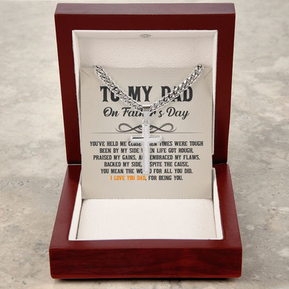 To My Dad - You've held me close when times were tough Personalized Dad Cross Necklace, Father Necklace Father's Day Gift, Christian Gift For Dad, Father Son Necklace - Serbachi