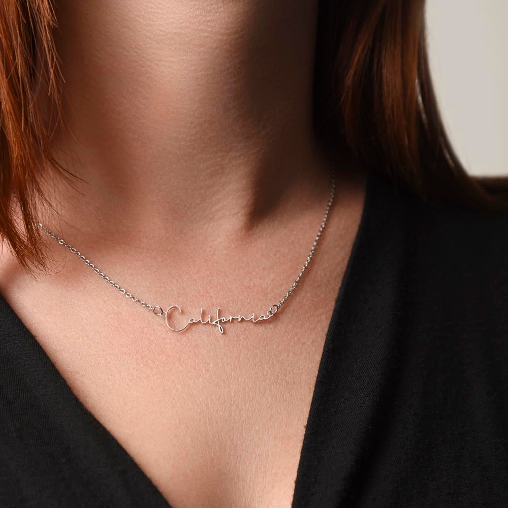 To My Daughter | Never Forget That I Love You - Signature Style Name Necklace - Serbachi