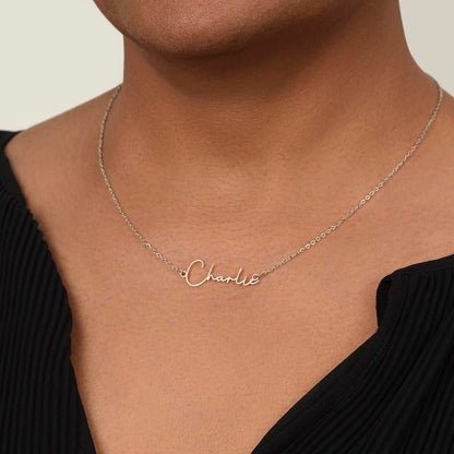 To My Daughter | Never Forget That I Love You - Signature Style Name Necklace - Serbachi