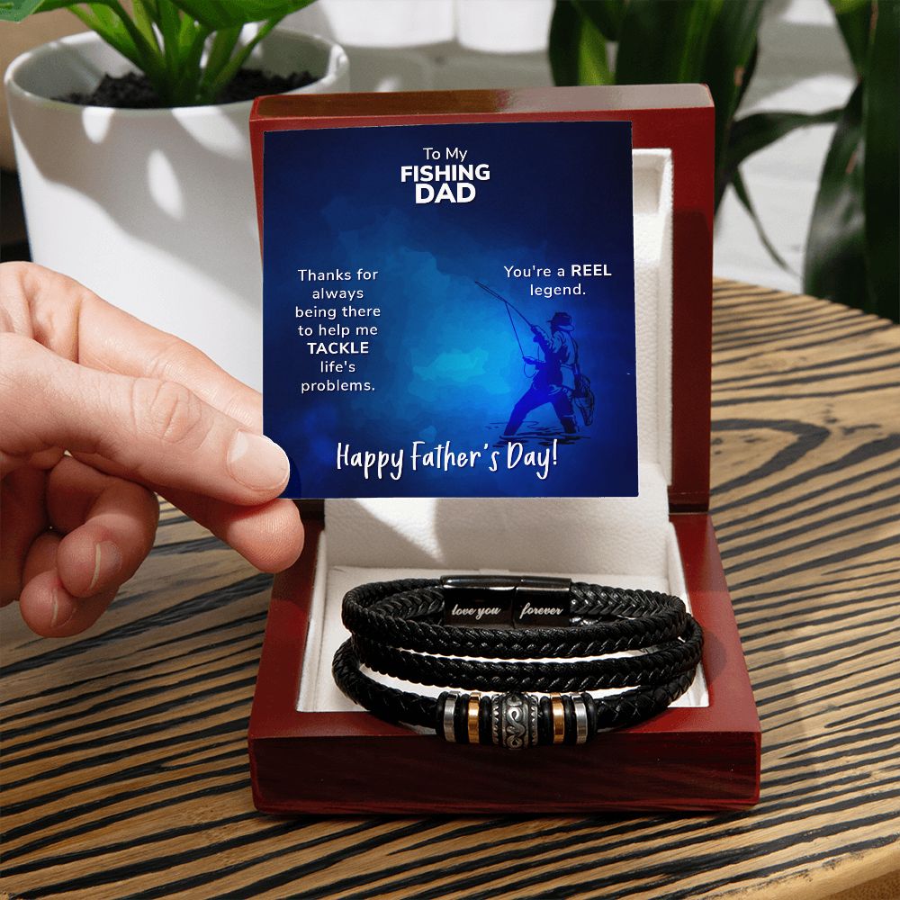 To My Fishing Dad. Thanks for always being there Dad Bracelet, Father Bracelet Father's Day Gift, Christian Gift For Dad, Father Son Leather Bracelet - Serbachi