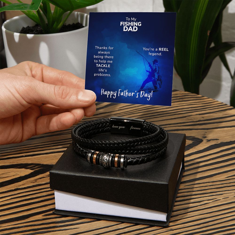 To My Fishing Dad. Thanks for always being there Dad Bracelet, Father Bracelet Father's Day Gift, Christian Gift For Dad, Father Son Leather Bracelet - Serbachi