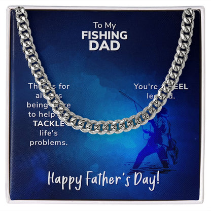 To My Fishing Dad. Thanks for always being there Dad Cuban Chain Necklace, Father Necklace Father's Day Gift, Christian Gift For Dad, Father Son Necklace - Serbachi