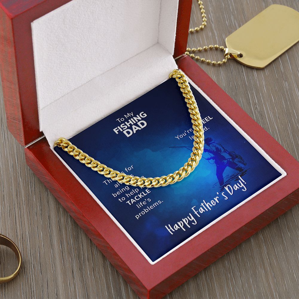 To My Fishing Dad. Thanks for always being there Dad Cuban Chain Necklace, Father Necklace Father's Day Gift, Christian Gift For Dad, Father Son Necklace - Serbachi