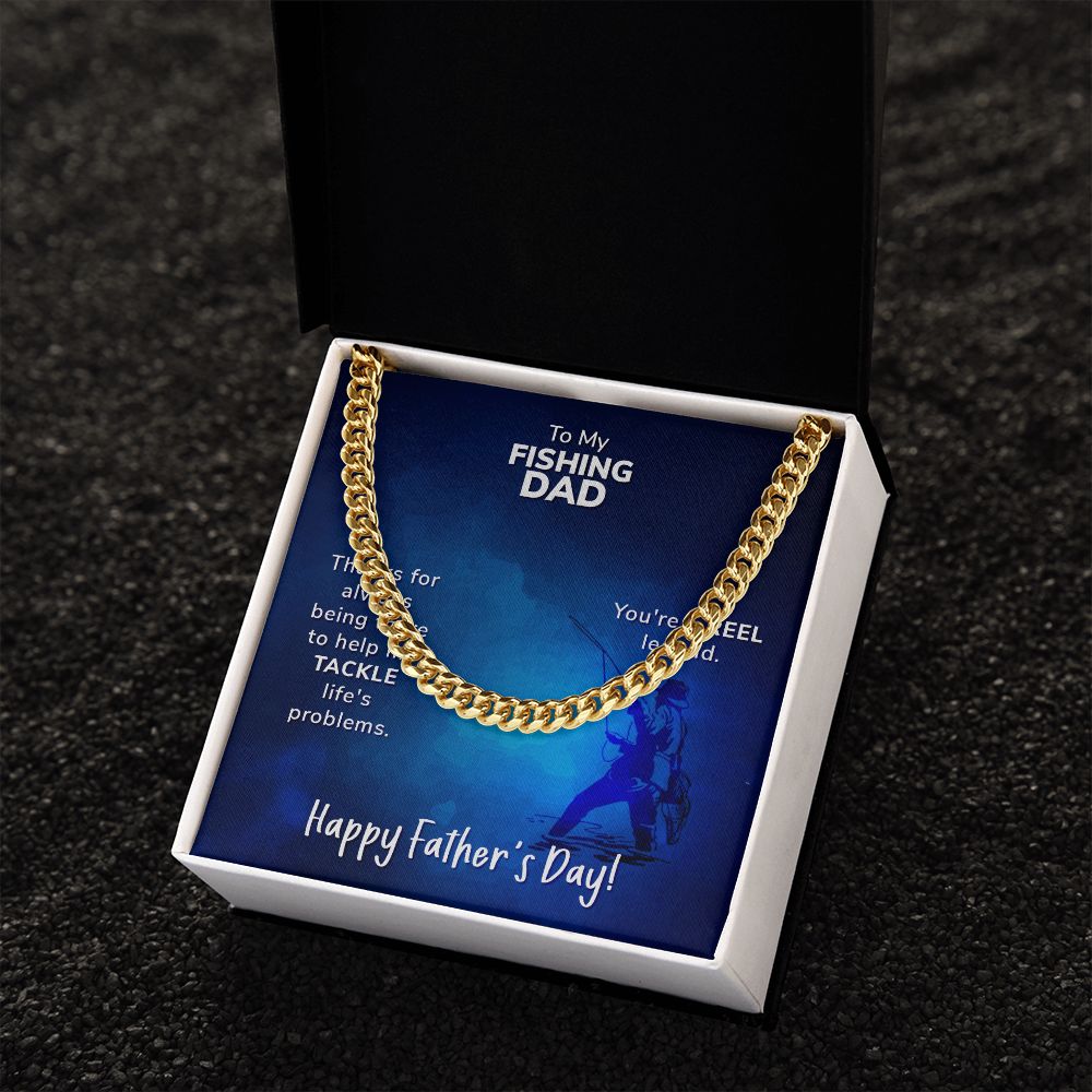 To My Fishing Dad. Thanks for always being there Dad Cuban Chain Necklace, Father Necklace Father's Day Gift, Christian Gift For Dad, Father Son Necklace - Serbachi