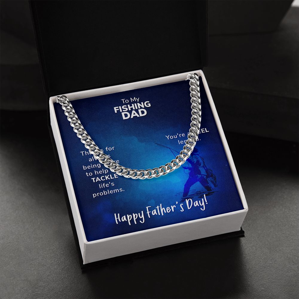 To My Fishing Dad. Thanks for always being there Dad Cuban Chain Necklace, Father Necklace Father's Day Gift, Christian Gift For Dad, Father Son Necklace - Serbachi