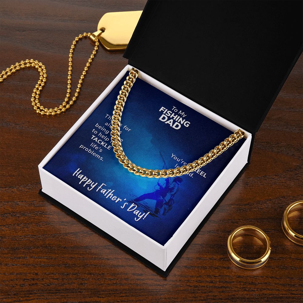 To My Fishing Dad. Thanks for always being there Dad Cuban Chain Necklace, Father Necklace Father's Day Gift, Christian Gift For Dad, Father Son Necklace - Serbachi