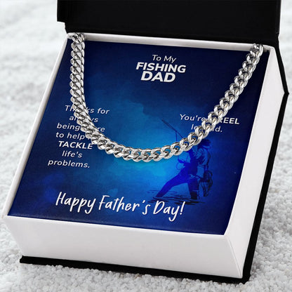 To My Fishing Dad. Thanks for always being there Dad Cuban Chain Necklace, Father Necklace Father's Day Gift, Christian Gift For Dad, Father Son Necklace - Serbachi