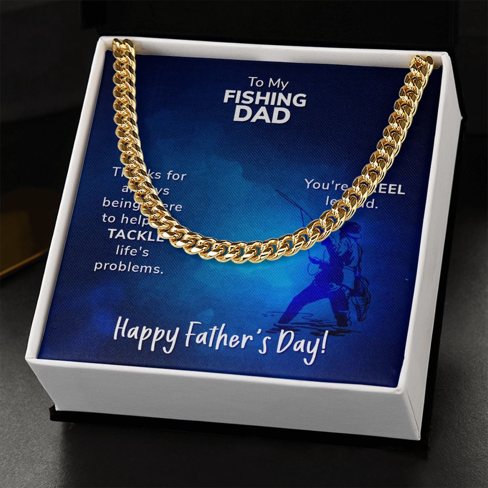 To My Fishing Dad. Thanks for always being there Dad Cuban Chain Necklace, Father Necklace Father's Day Gift, Christian Gift For Dad, Father Son Necklace - Serbachi