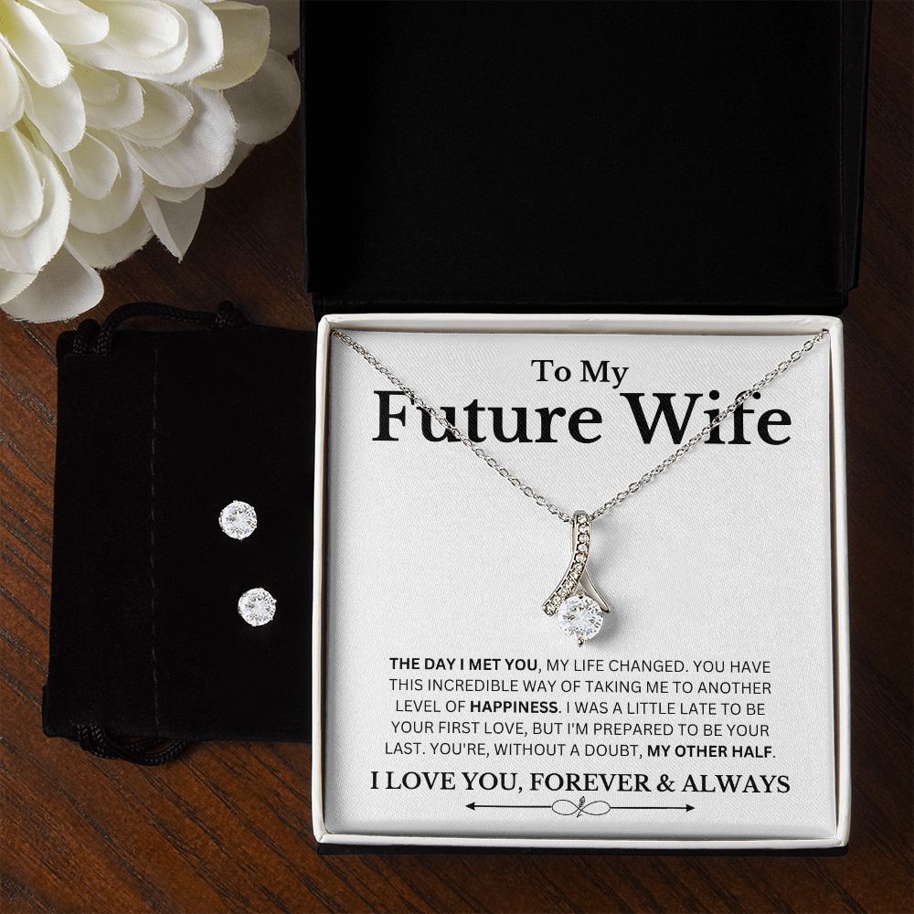 To My Future Wife - The Day I Met You - White Gold Alluring Necklace - Serbachi