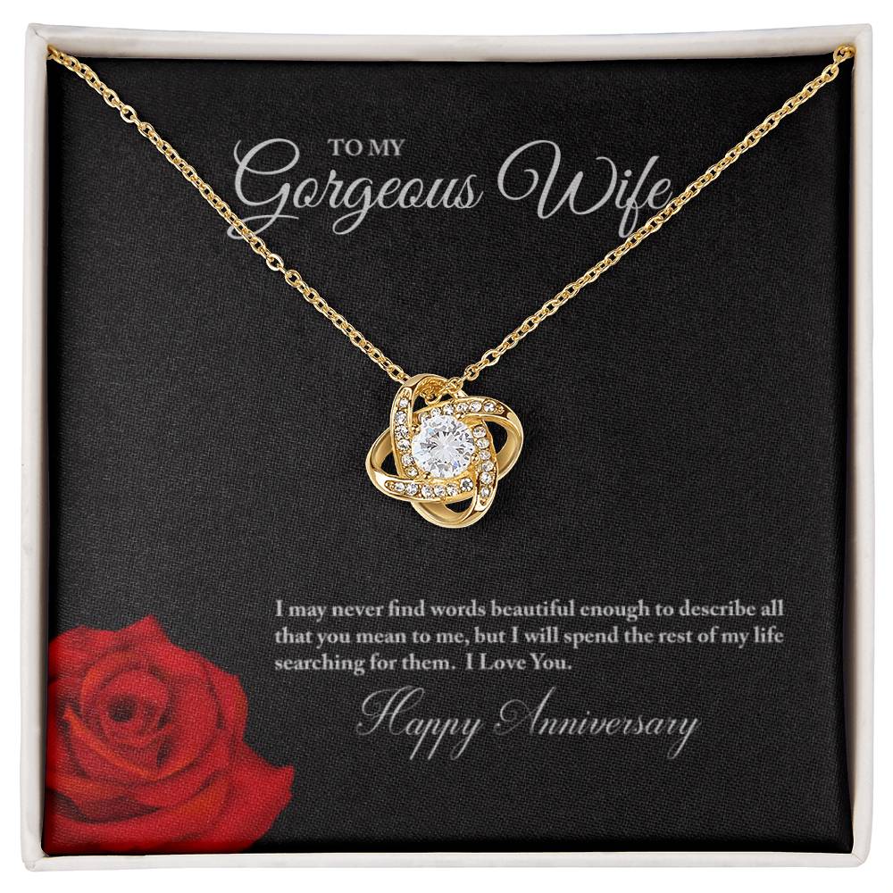 To My Gorgeous Wife Happy Anniversary Love Knot Necklace - Serbachi