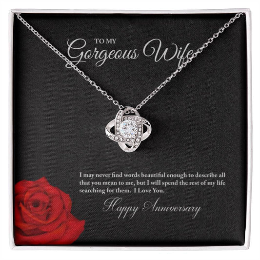 To My Gorgeous Wife Happy Anniversary Love Knot Necklace - Serbachi