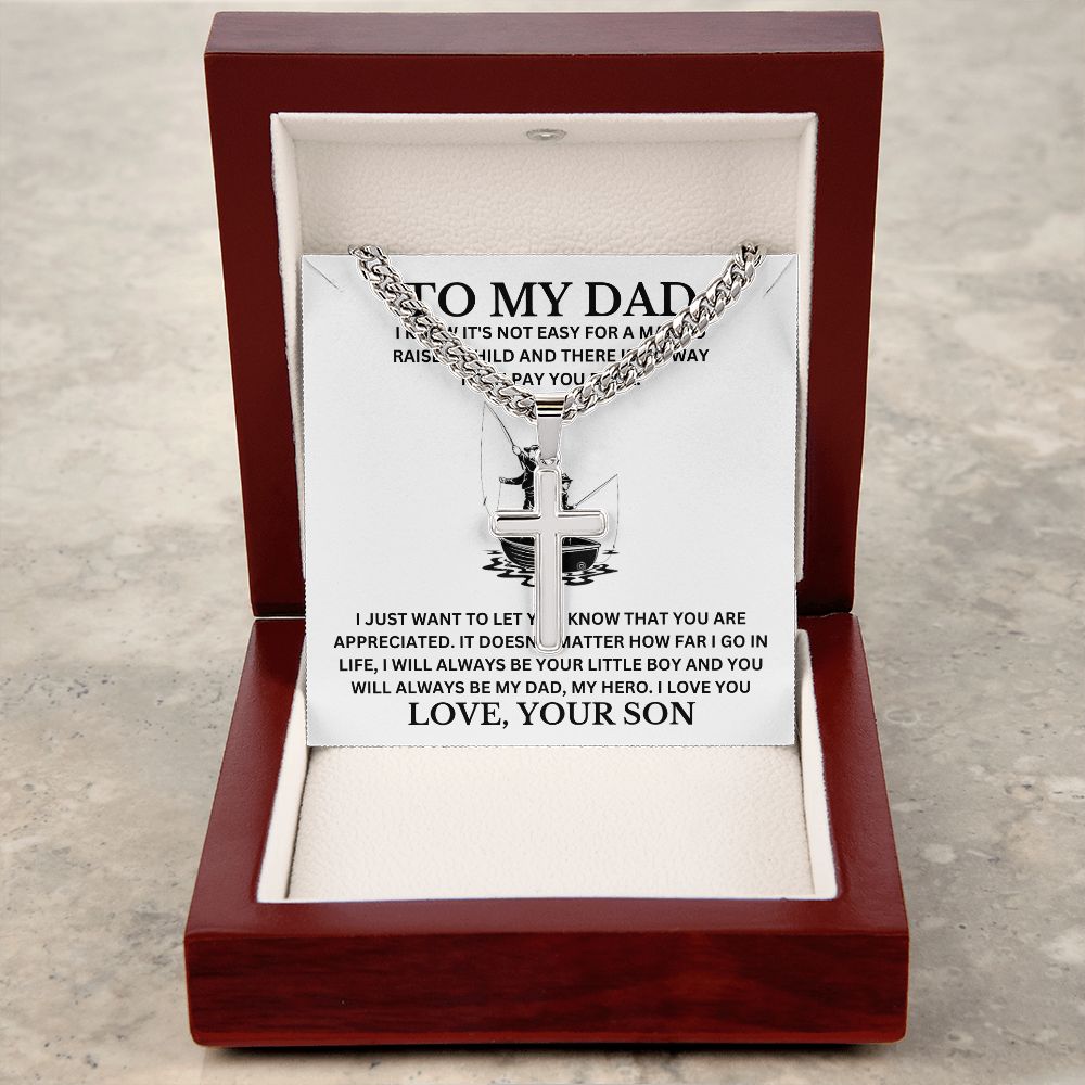 To my Personalized Dad Cross Necklace, Father Necklace Father's Day Gift, Christian Gift For Dad, Father Son Necklace - Serbachi