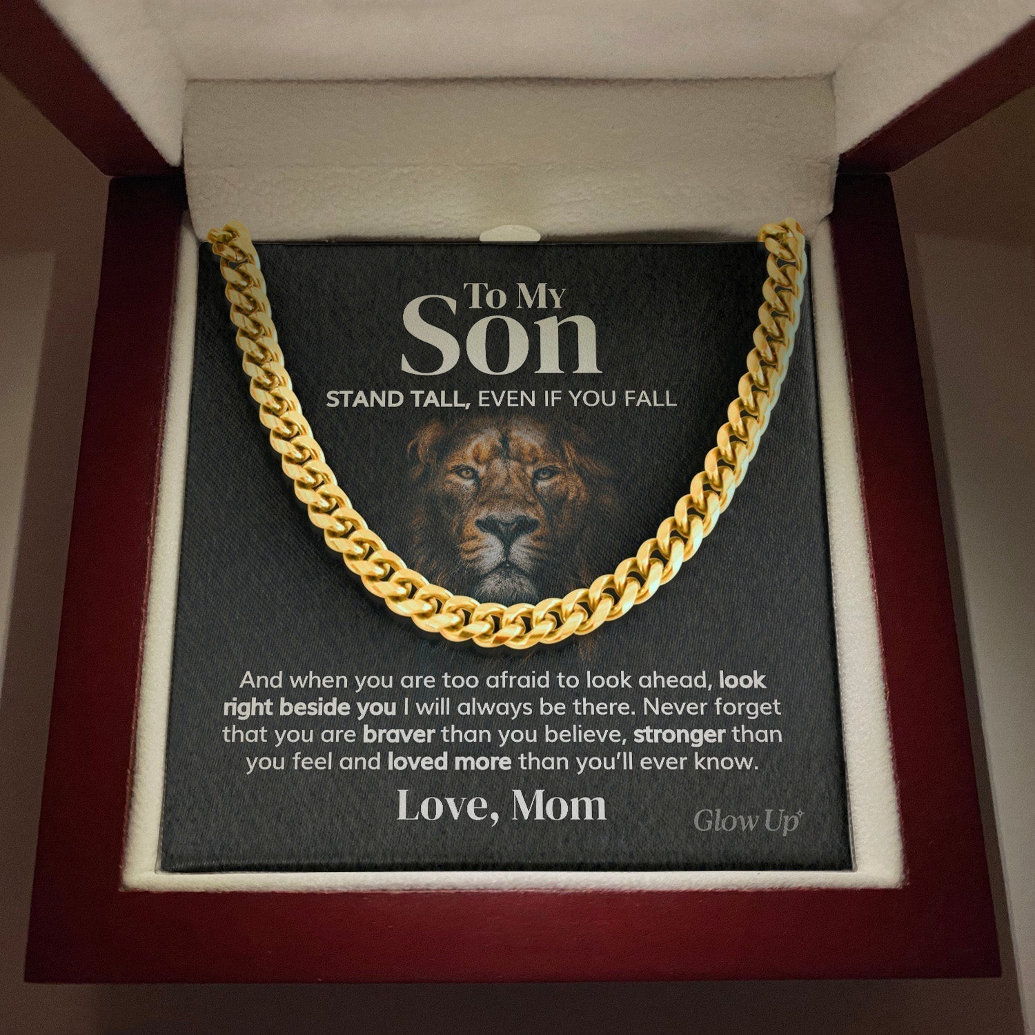 To my Son from Mom - Cuban Link Chain - Stand Tall - Serbachi