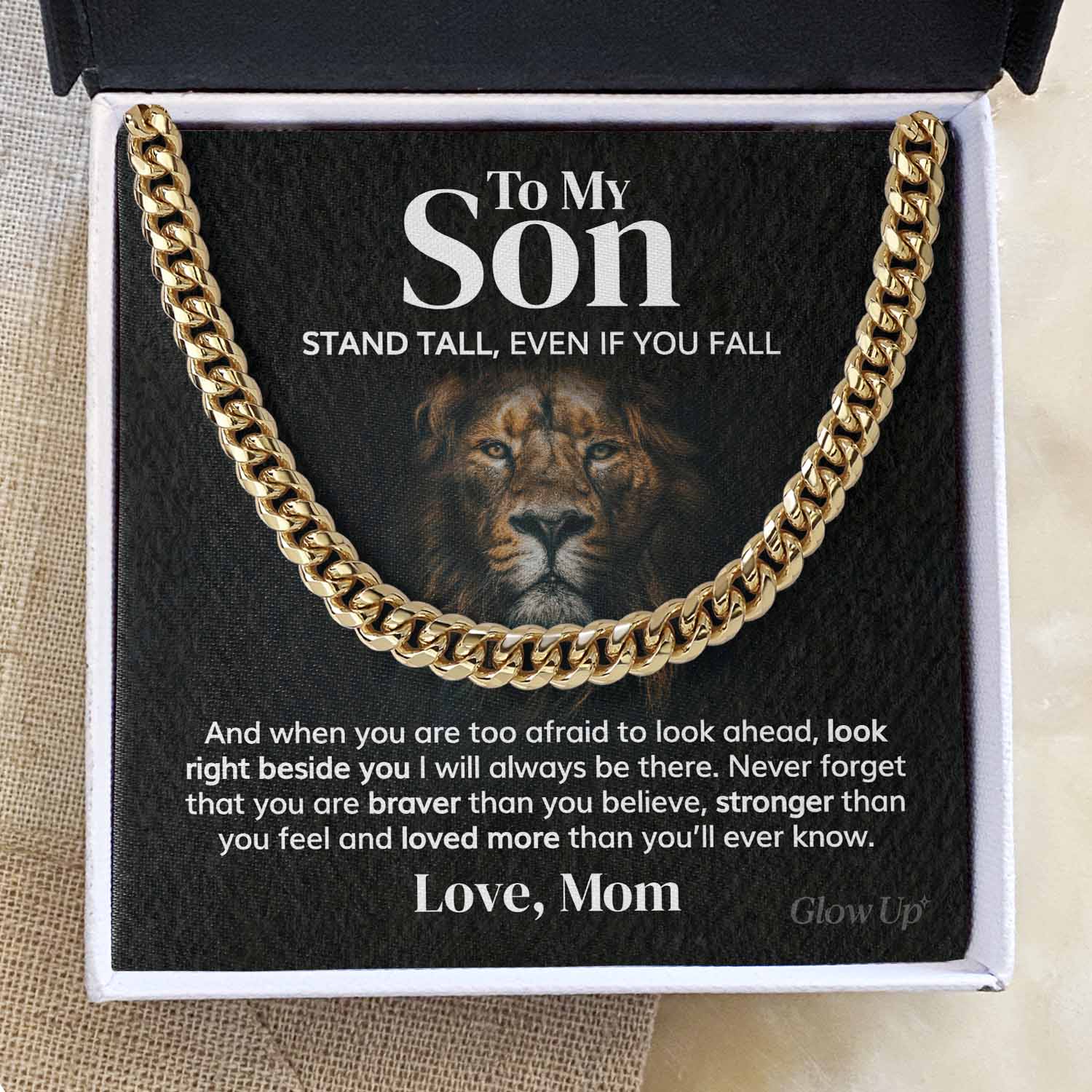 To my Son from Mom - Cuban Link Chain - Stand Tall - Serbachi