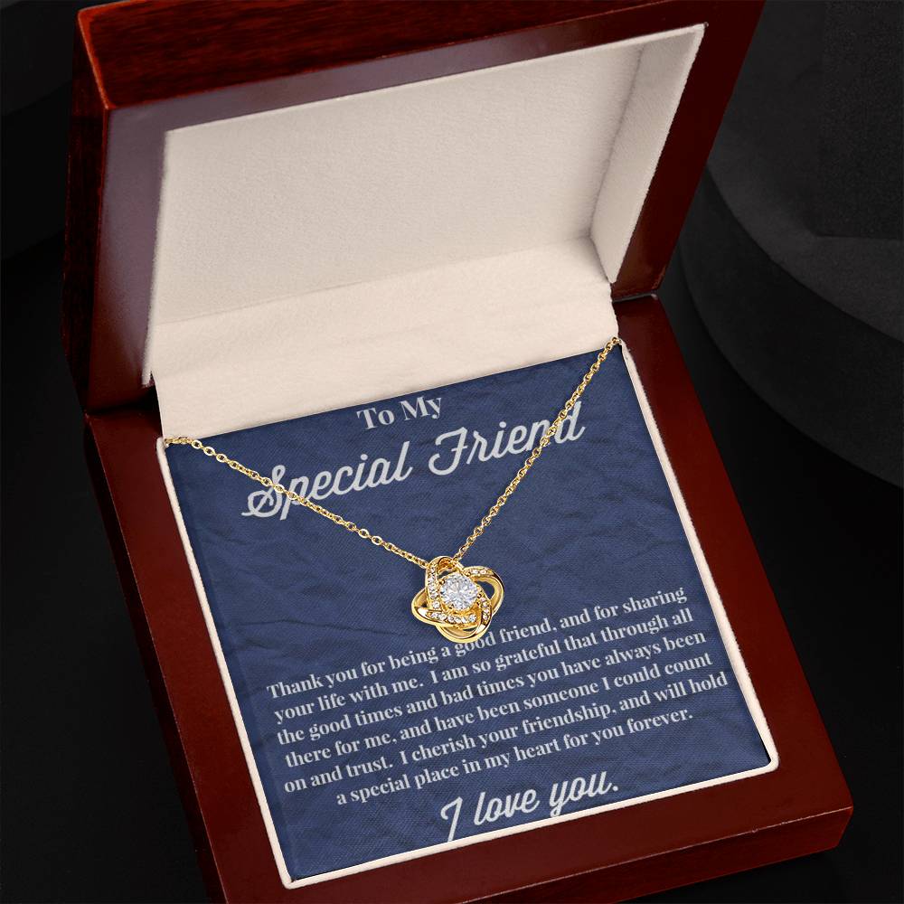 To My Special Friend Love Knot Necklace, Gift for Best Friend, Necklace for Friend - Serbachi