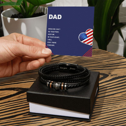 When we can’t be together Dad Bracelet, Father Bracelet Father's Day Gift, Christian Gift For Dad, Father Son Leather Bracelet - Serbachi