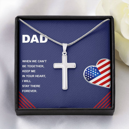 When we can’t be together Dad Cross Necklace, Father Cross Necklace Father's Day Gift, Christian Gift For Dad, Father Son Cross Necklace - Serbachi