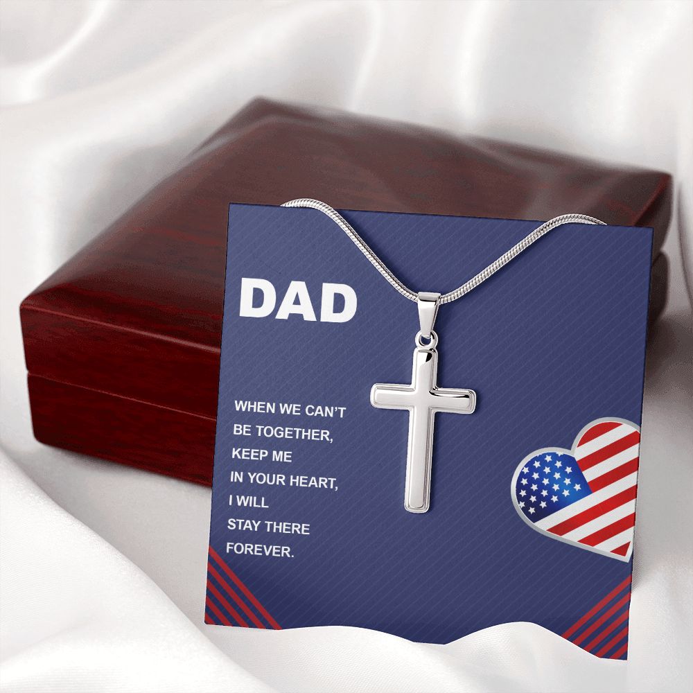 When we can’t be together Dad Cross Necklace, Father Cross Necklace Father's Day Gift, Christian Gift For Dad, Father Son Cross Necklace - Serbachi