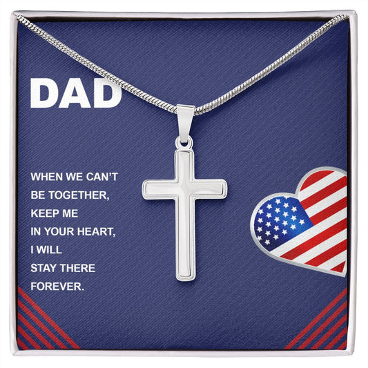 When we can’t be together Dad Cross Necklace, Father Cross Necklace Father's Day Gift, Christian Gift For Dad, Father Son Cross Necklace - Serbachi