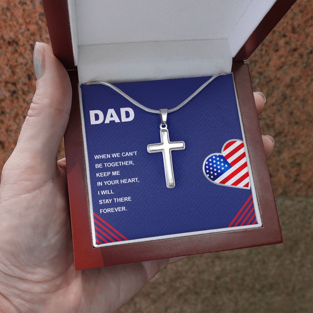 When we can’t be together Dad Cross Necklace, Father Cross Necklace Father's Day Gift, Christian Gift For Dad, Father Son Cross Necklace - Serbachi