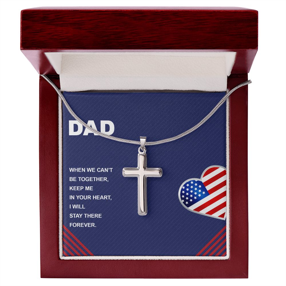 When we can’t be together Dad Cross Necklace, Father Cross Necklace Father's Day Gift, Christian Gift For Dad, Father Son Cross Necklace - Serbachi