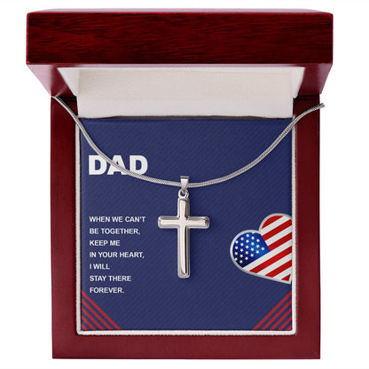 When we can’t be together Dad Cross Necklace, Father Cross Necklace Father's Day Gift, Christian Gift For Dad, Father Son Cross Necklace - Serbachi