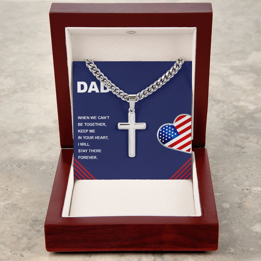 When we can’t be together Dad Cross Necklace, Father Necklace Father's Day Gift, Christian Gift For Dad, Father Son Cross Necklace - Serbachi