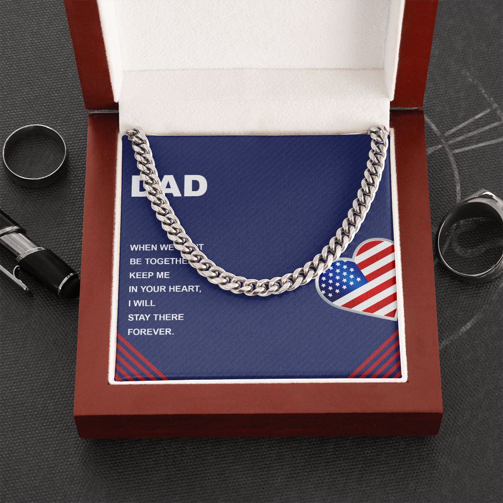 When we can’t be together Dad Cuban Chain Necklace, Father Necklace Father's Day Gift, Christian Gift For Dad, Father Son Necklace - Serbachi