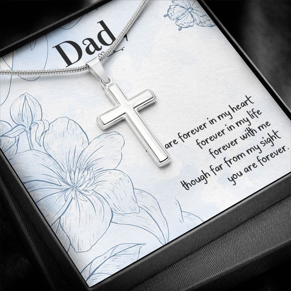 You are forever in my heart Dad Cross Necklace, Father Cross Necklace Father's Day Gift, Christian Gift For Dad, Father Son Cross Necklace - Serbachi