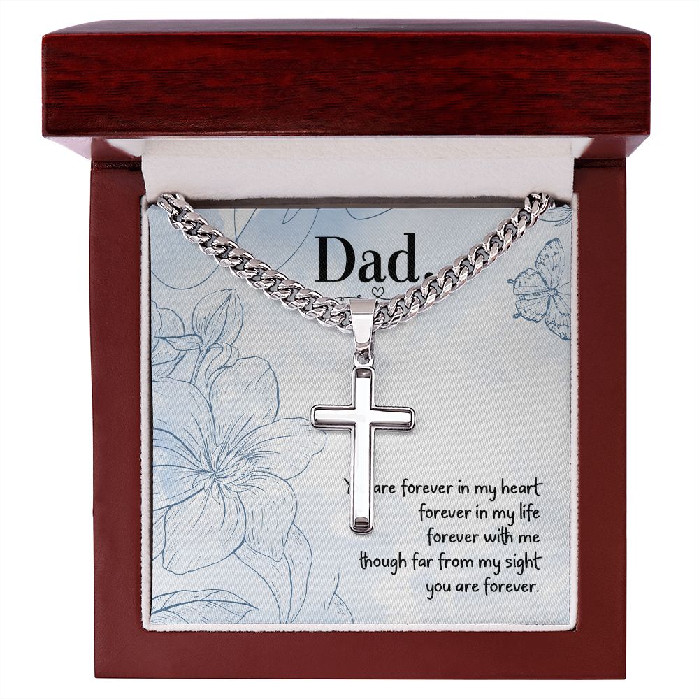 You are forever in my heart Dad Cross Necklace, Father Necklace Father's Day Gift, Christian Gift For Dad, Father Son Cross Necklace - Serbachi