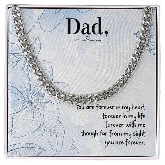 You are forever in my heart Dad Cuban Chain Necklace, Father Necklace Father's Day Gift, Christian Gift For Dad, Father Son Necklace - Serbachi