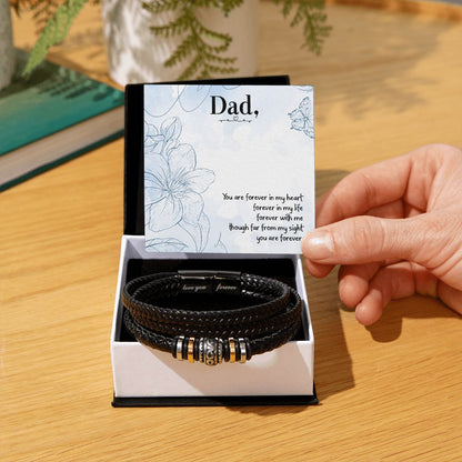 You are forever in my heart dad Dad Bracelet, Father Bracelet Father's Day Gift, Christian Gift For Dad, Father Son Leather Bracelet - Serbachi