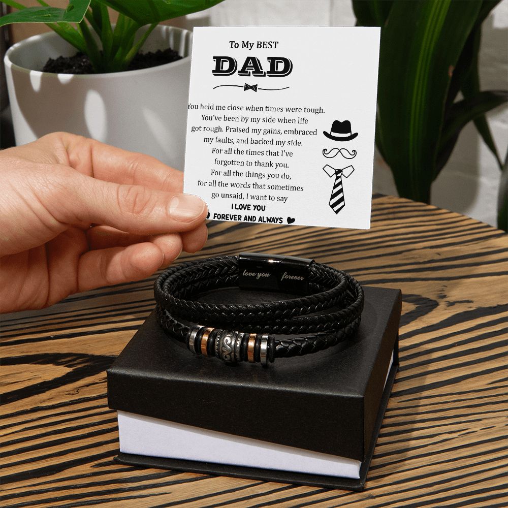 You held me close when times were tough. Dad Bracelet, Father Bracelet Father's Day Gift, Christian Gift For Dad, Father Son Leather Bracelet - Serbachi