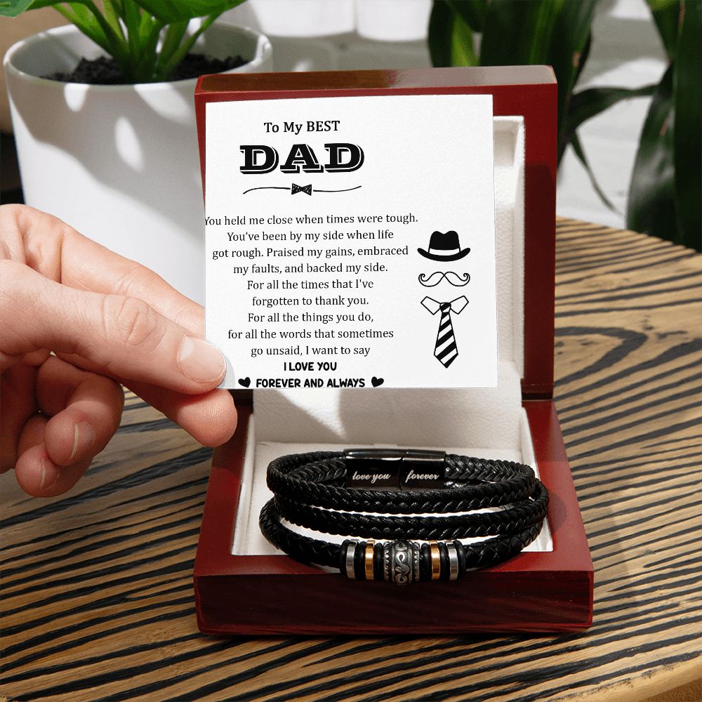 You held me close when times were tough. Dad Bracelet, Father Bracelet Father's Day Gift, Christian Gift For Dad, Father Son Leather Bracelet - Serbachi