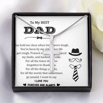 You held me close when times were tough. Dad Cross Necklace, Father Cross Necklace Father's Day Gift, Christian Gift For Dad, Father Son Cross Necklace - Serbachi