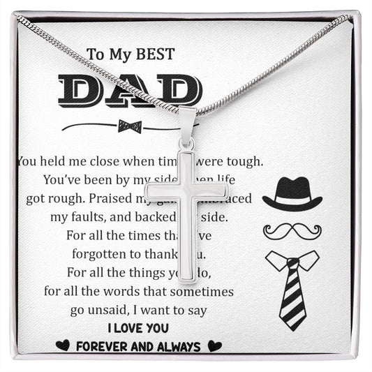 You held me close when times were tough. Dad Cross Necklace, Father Cross Necklace Father's Day Gift, Christian Gift For Dad, Father Son Cross Necklace - Serbachi