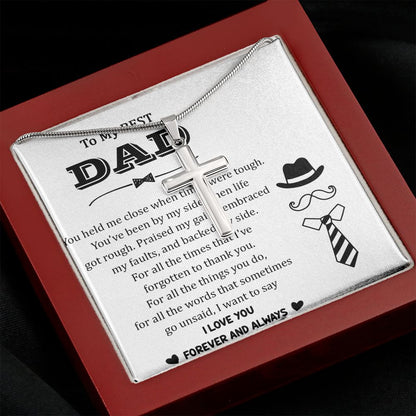 You held me close when times were tough. Dad Cross Necklace, Father Cross Necklace Father's Day Gift, Christian Gift For Dad, Father Son Cross Necklace - Serbachi