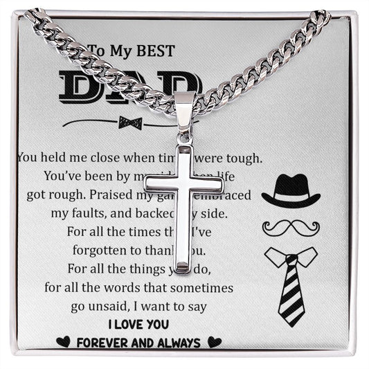 You held me close when times were tough. Dad Cross Necklace, Father Necklace Father's Day Gift, Christian Gift For Dad, Father Son Cross Necklace - Serbachi
