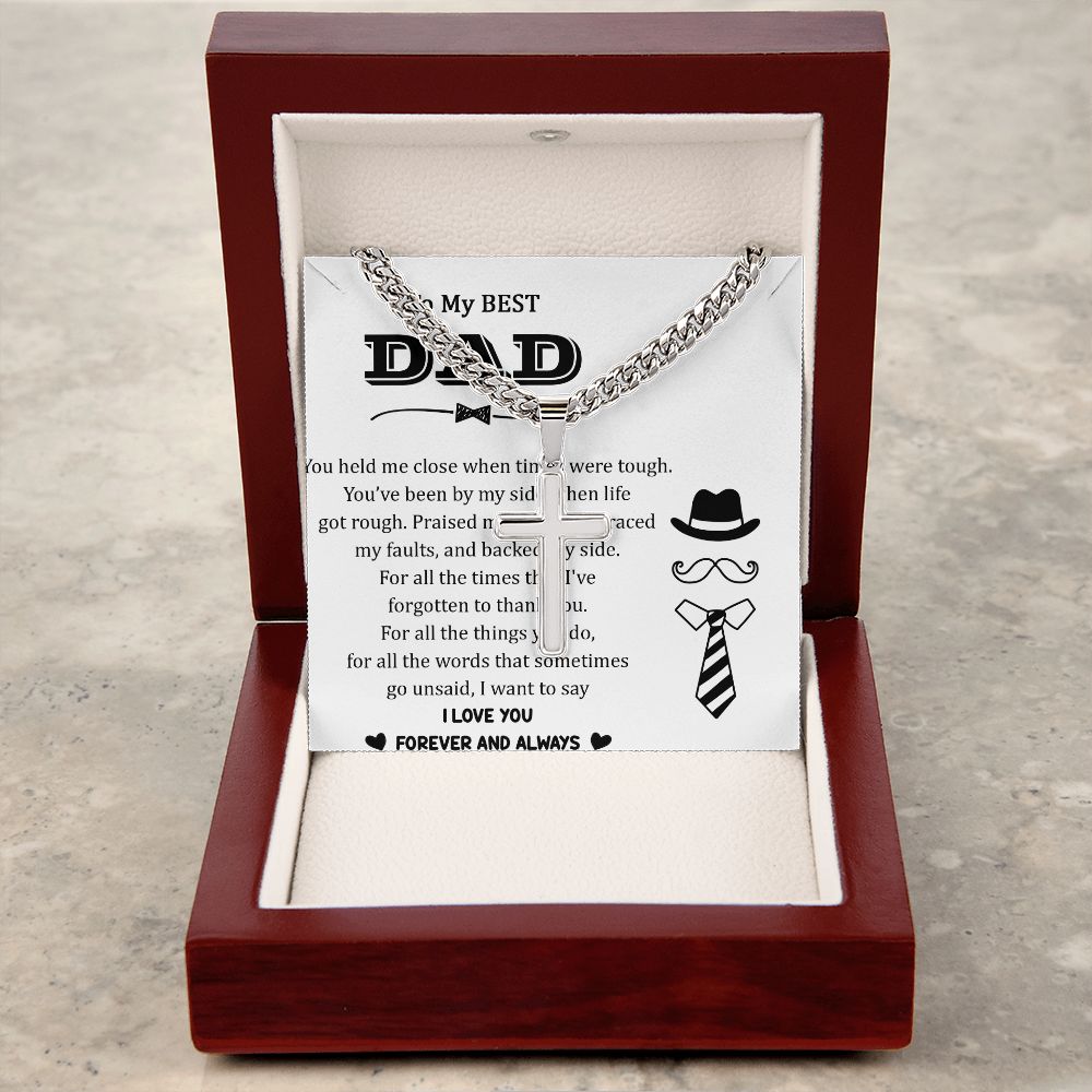 You held me close when times were tough. Dad Cross Necklace, Father Necklace Father's Day Gift, Christian Gift For Dad, Father Son Cross Necklace - Serbachi