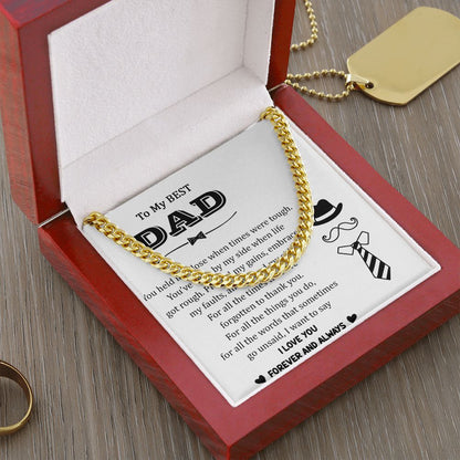 You held me close when times were tough. Dad Cuban Chain Necklace, Father Necklace Father's Day Gift, Christian Gift For Dad, Father Son Necklace - Serbachi