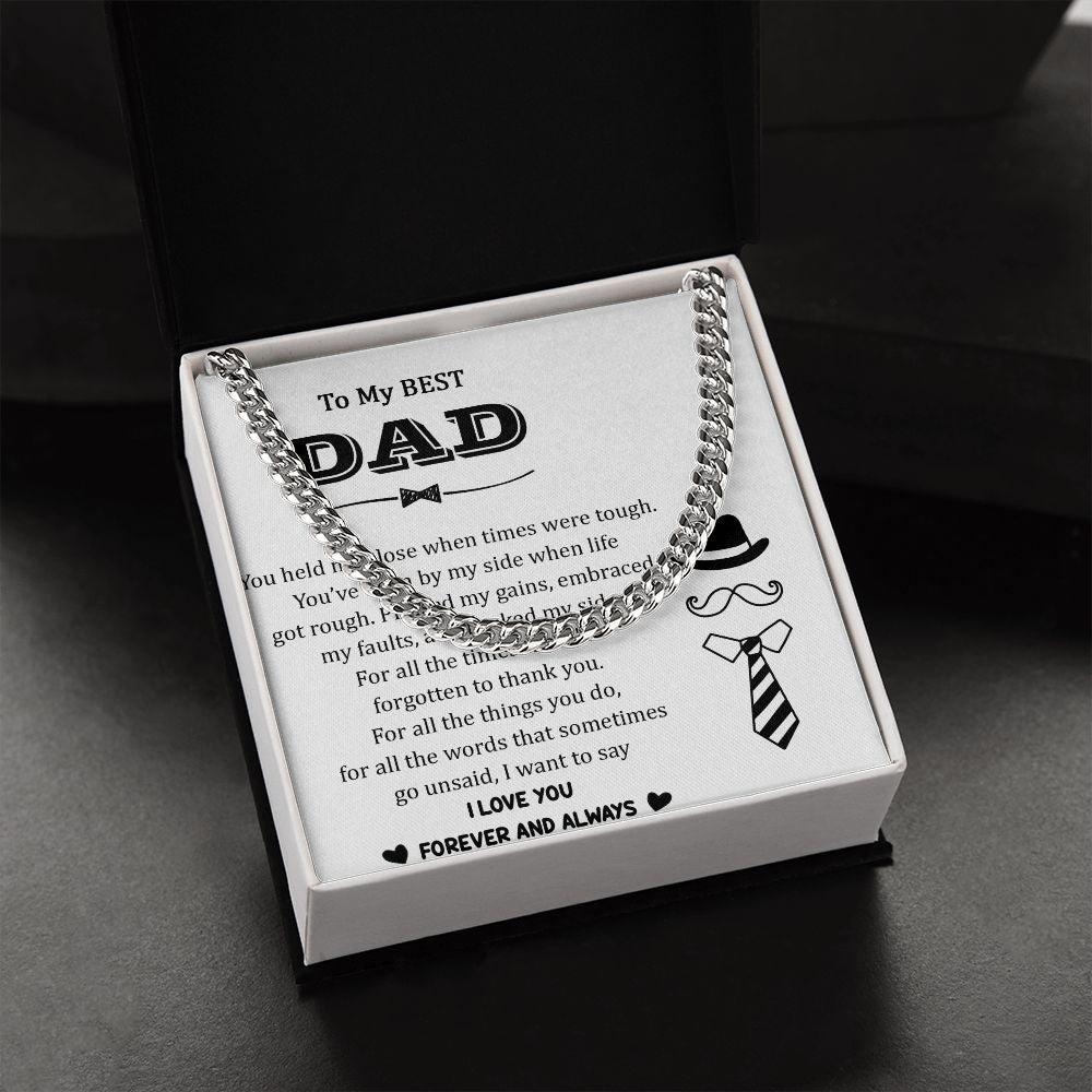 You held me close when times were tough. Dad Cuban Chain Necklace, Father Necklace Father's Day Gift, Christian Gift For Dad, Father Son Necklace - Serbachi