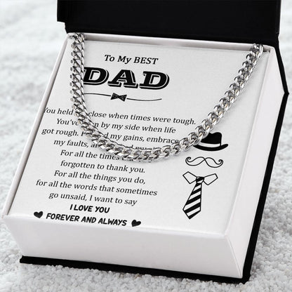 You held me close when times were tough. Dad Cuban Chain Necklace, Father Necklace Father's Day Gift, Christian Gift For Dad, Father Son Necklace - Serbachi