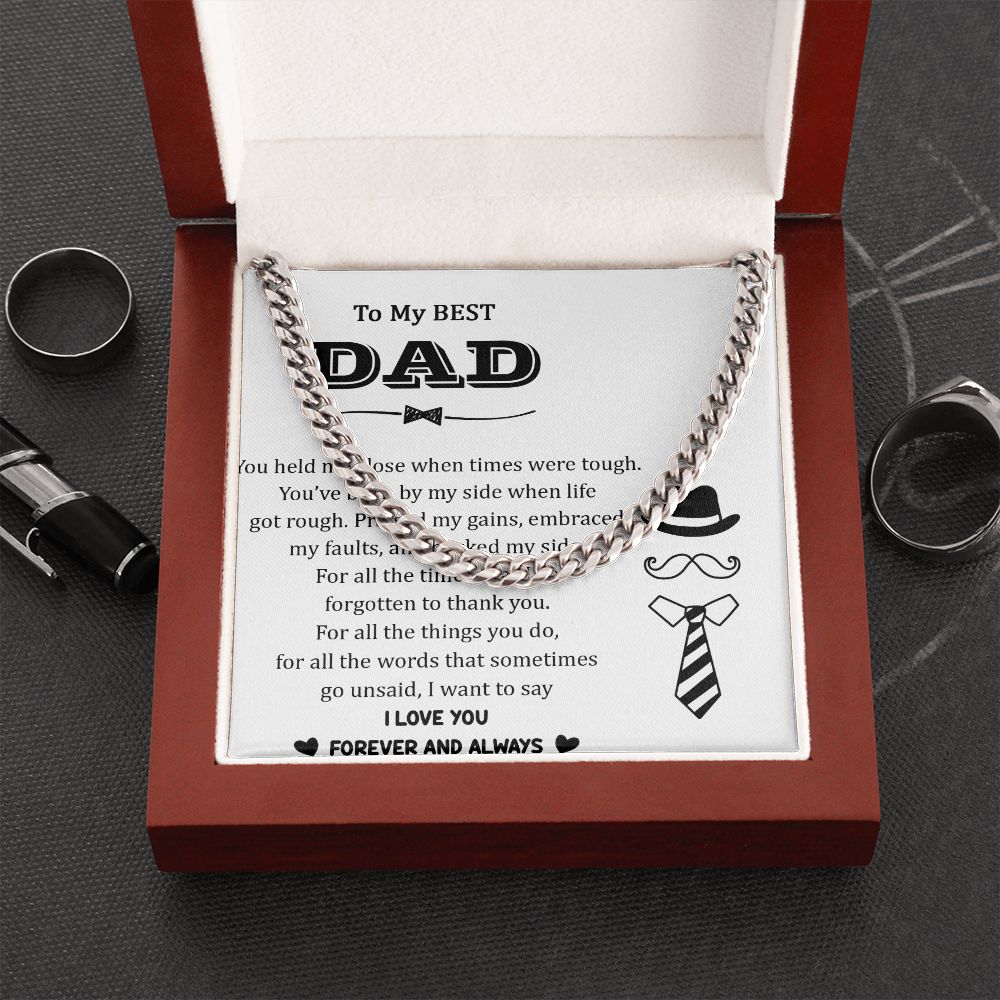 You held me close when times were tough. Dad Cuban Chain Necklace, Father Necklace Father's Day Gift, Christian Gift For Dad, Father Son Necklace - Serbachi