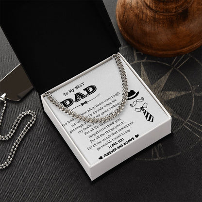 You held me close when times were tough. Dad Cuban Chain Necklace, Father Necklace Father's Day Gift, Christian Gift For Dad, Father Son Necklace - Serbachi