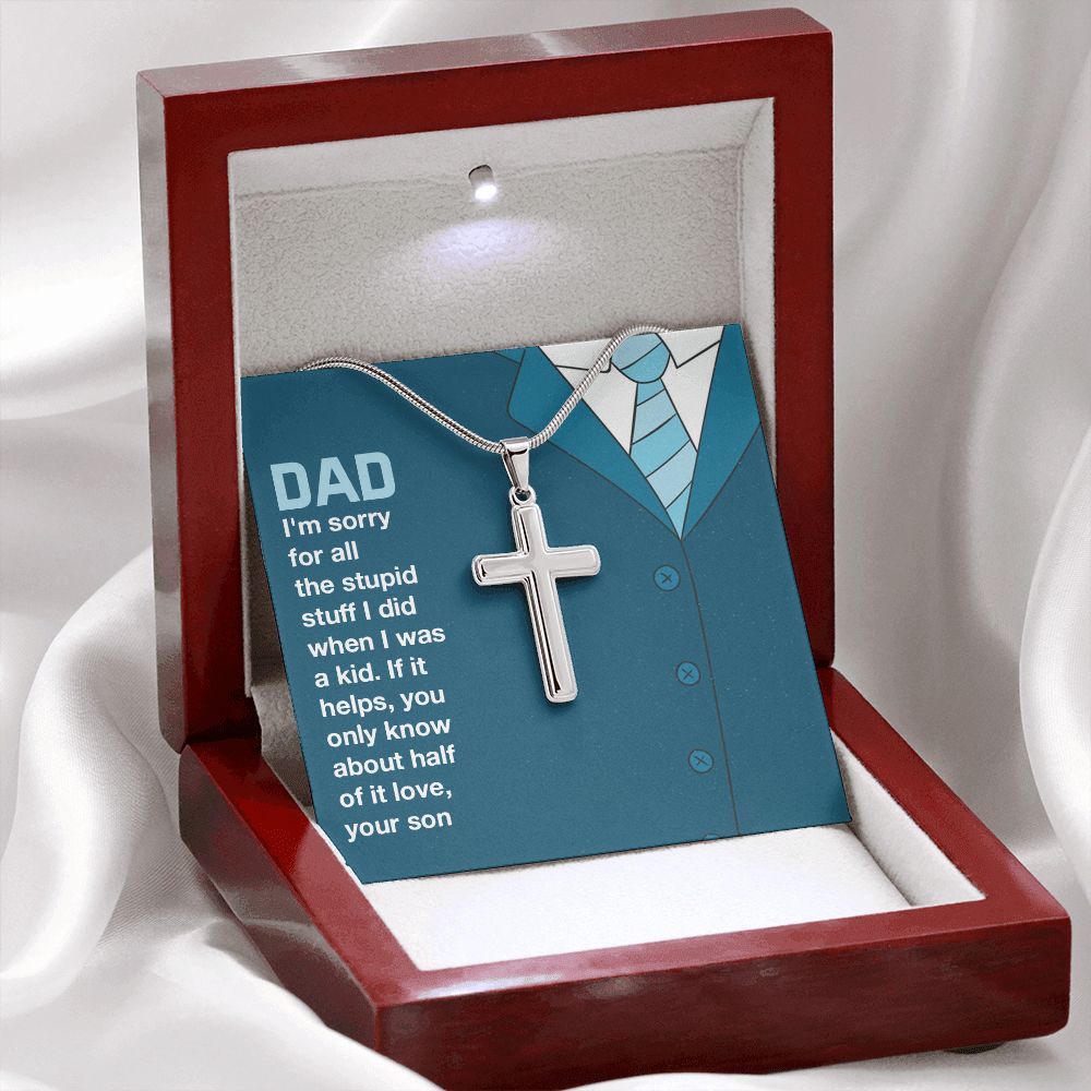 you only know about half of it love Dad Cross Necklace, Father Cross Necklace Father's Day Gift, Christian Gift For Dad, Father Son Cross Necklace - Serbachi